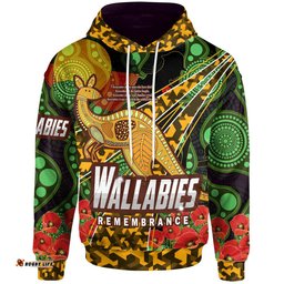 wallabies rugby hoodie custom anzac wallabies kangaroo with aboriginal patterns hoodie