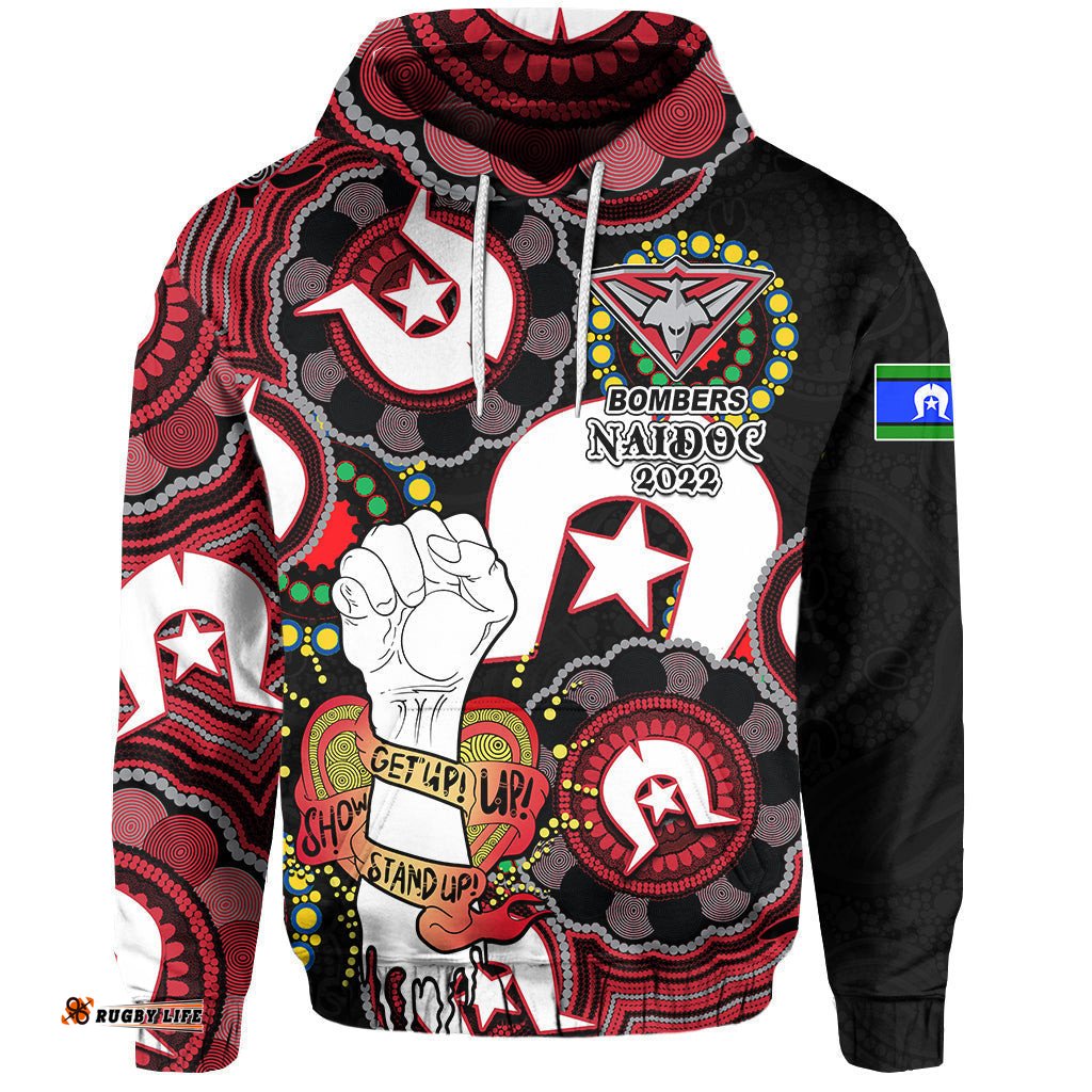 custom personalised bombers australian football hoodie naidoc week lets fight together 02