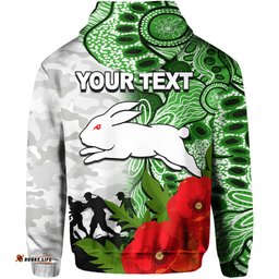 custom personalised rabbitohs anzac day aboriginal mix army patterns hoodie