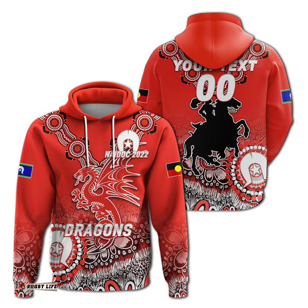 custom personalised dragons rugby naidoc aboriginal hoodie
