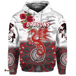 st george illawarra dragons anzac zip up and pullover hoodie indigenous vibes white