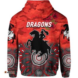 st george illawarra dragons anzac zip up and pullover hoodie indigenous vibes red