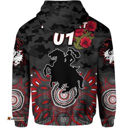 custom personalised st george illawarra dragons anzac zip up and pullover hoodie indigenous vibes black