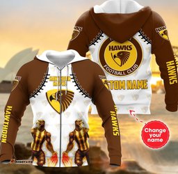 personalized custom 3d hoodie hawthorn football club douple mascot afl