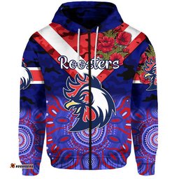sydney roosters anzac zip up and pullover hoodie indigenous vibes blue