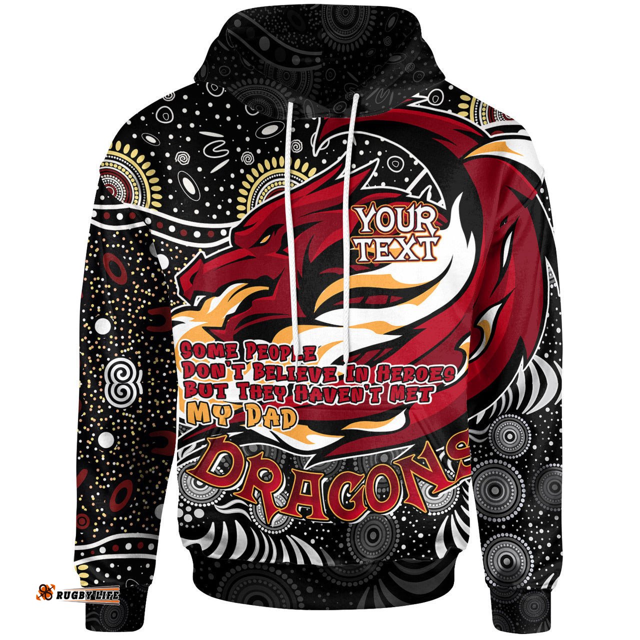 stgeorge rugby hoodie custom dragons rugby aboriginal pattern fathers day hoodie rlt12