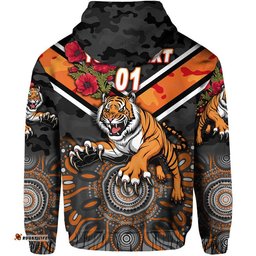 custom personalised wests tigers anzac zip up and pullover hoodie indigenous vibes