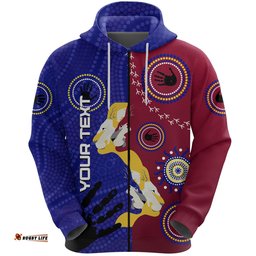 Custom Personalised NAIDOC Brisbane Lions Zip Hoodie Indigenous Style