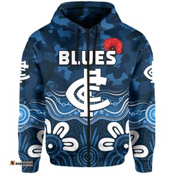 blues anzac hoodie carlton football aboriginal poppy