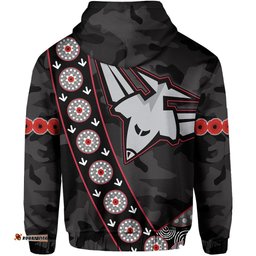 Custom Personalised Bombers ANZAC Hoodie Essendon Black