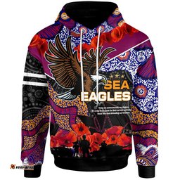 sea eagles rugby hoodie anzac day sea eagles lest we forget aboriginal patterns hoodie