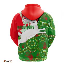 Australia Rabbitohs Zip Up Hoodie NAIDOC Pattern With Rabbits 0