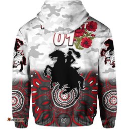 custom personalised st george illawarra dragons anzac zip up and pullover hoodie indigenous vibes white