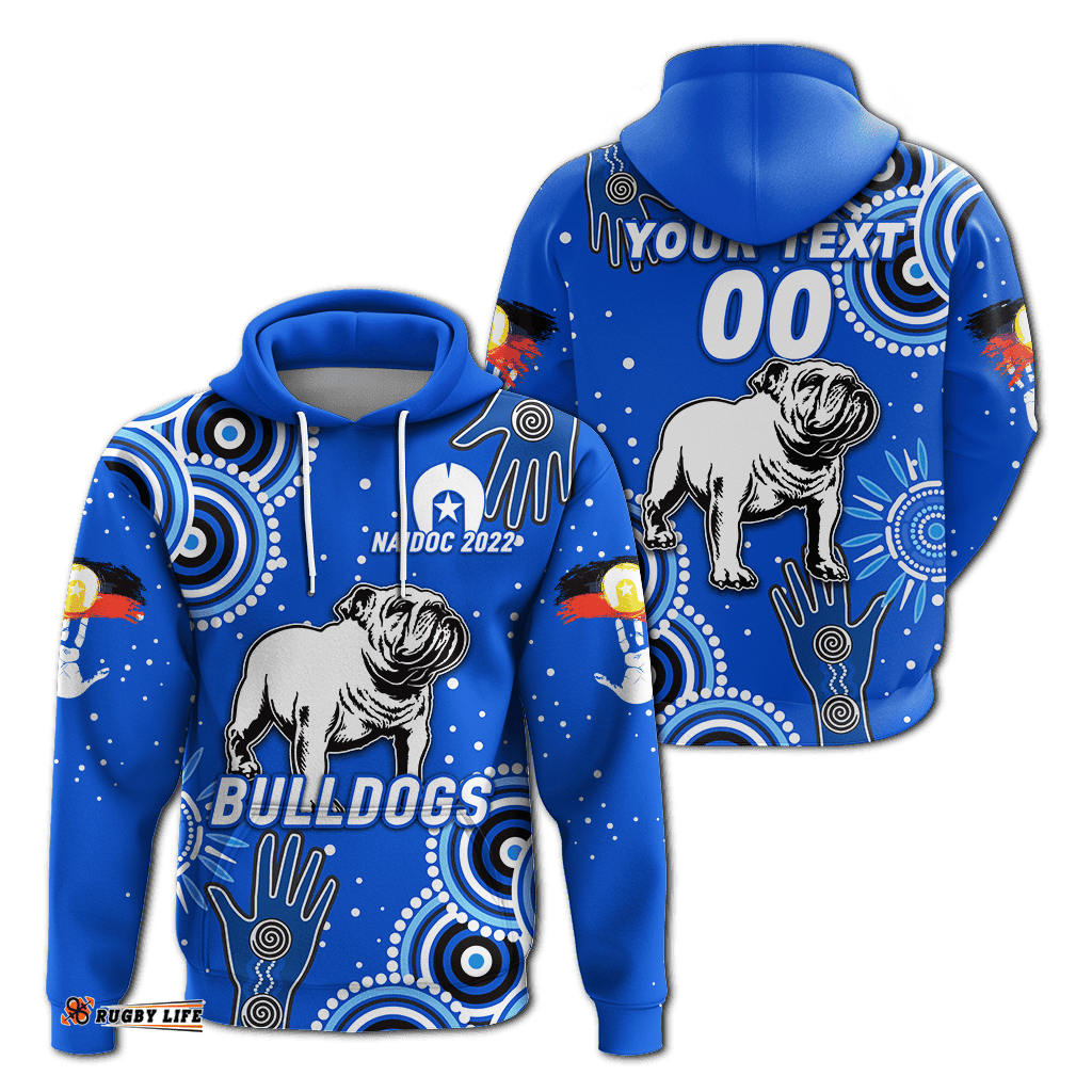 custom personalised bulldogs rugby naidoc aboriginal hoodie