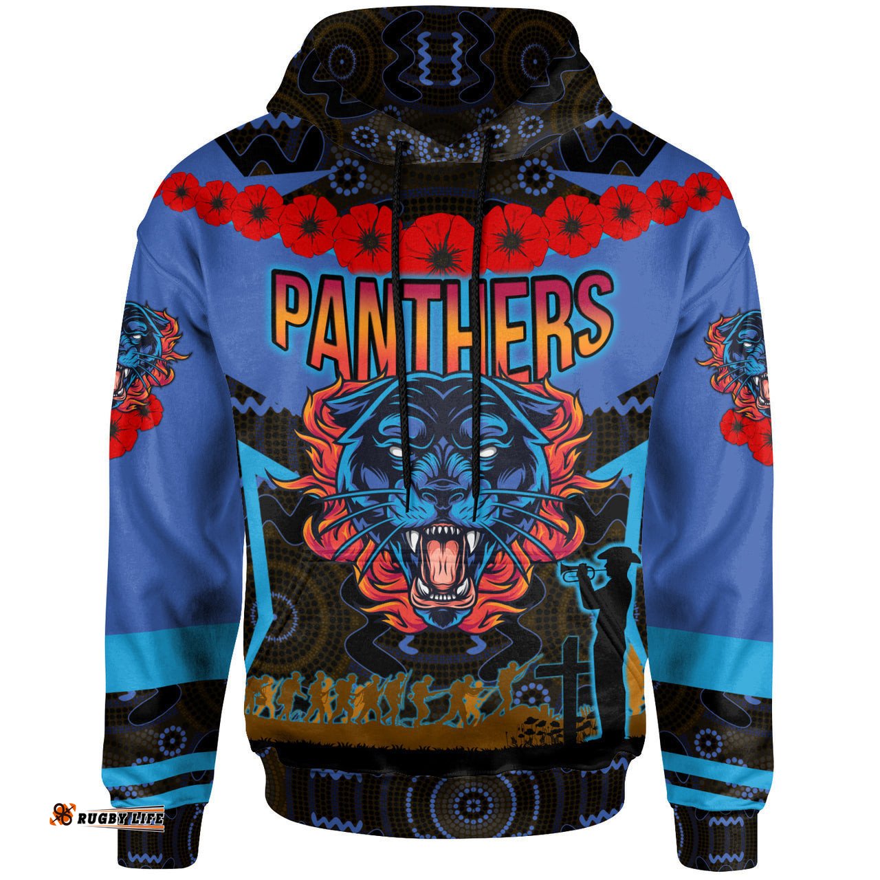 panthers rugby hoodie custom anzac angry panther style hoodie