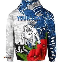 custom personalised bulldogs anzac day aboriginal mix army patterns hoodie