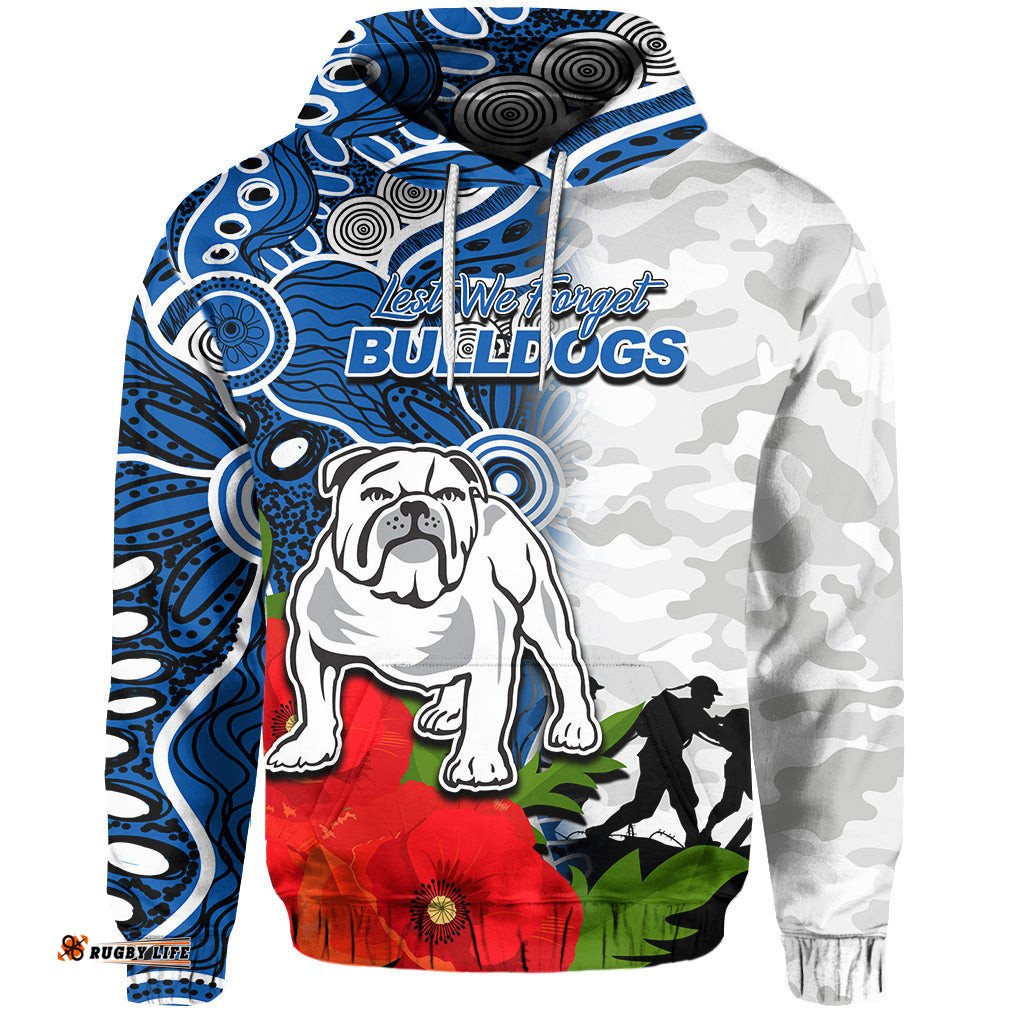 custom personalised bulldogs anzac day aboriginal mix army patterns hoodie