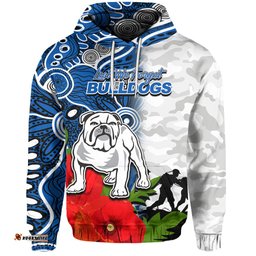custom personalised bulldogs anzac day aboriginal mix army patterns hoodie