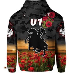 custom personalised st george illawarra dragons anzac zip up and pullover hoodie poppy flowers vibes black