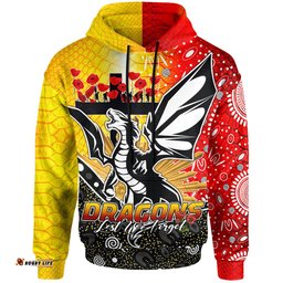 st george rugby custom hoodie anzac day dragons with poppy flower