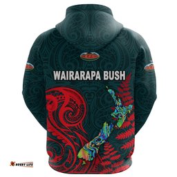 Custom Personalised Maori Wairarapa Bush Rugby Hoodie New Zealand Silver Fern