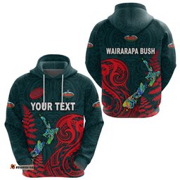 Custom Personalised Maori Wairarapa Bush Rugby Hoodie New Zealand Silver Fern