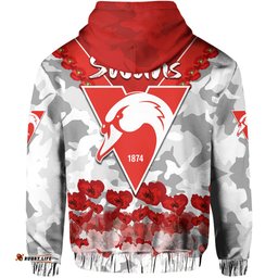 custom personalised swans anzac hoodie bloods sydney poppy flowers