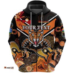 Custom Personalised Wests Zip Hoodie Tigers Indigenous NAIDOC Heal Country! Heal Our Nation Black 09