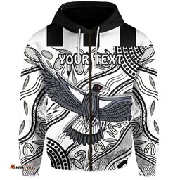 Custom Personalised Magpies Lovers Zip Hoodie Collingwood Forever
