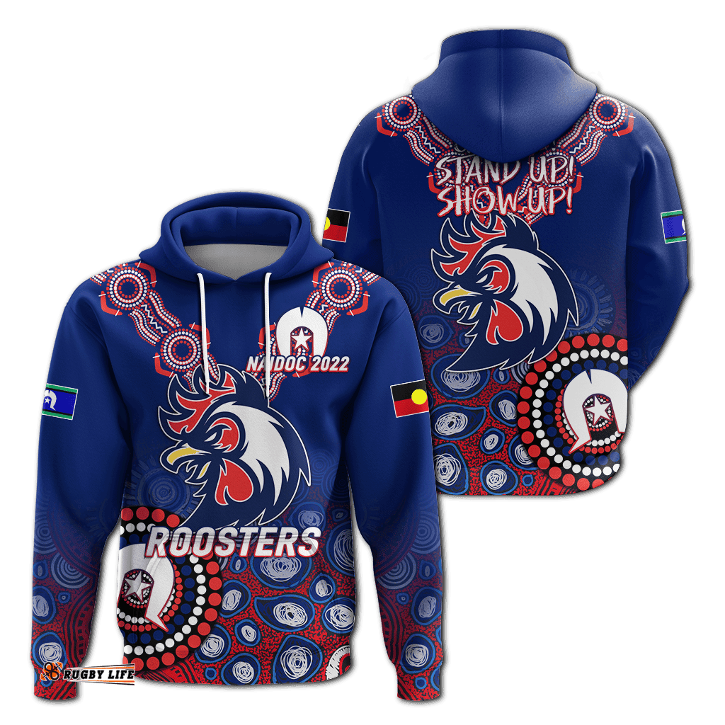 roosters rugby naidoc aboriginal hoodie