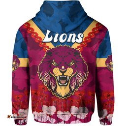 lions anzac hoodie brisbane brissie poppy flowers