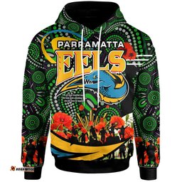 eels rugby hoodie custom anzac eels aboriginal with flower hoodie