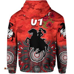 custom personalised st george illawarra dragons anzac zip up and pullover hoodie indigenous vibes red