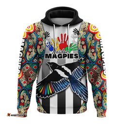 Custom Personalised Magpies NAIDOC Week Hoodie Collingwood Modern Style Black