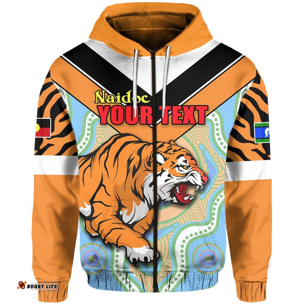 Custom Personalised Tigers NAIDOC Week Zip Hoodie Wests Brave