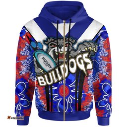 bulldogs rugby hoodie custom bulldogs rugby ball with contemporary style of aboriginal painting hoodie rlt12