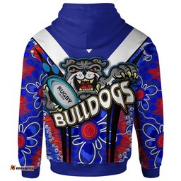 bulldogs rugby hoodie custom bulldogs rugby ball with contemporary style of aboriginal painting hoodie rlt12