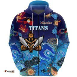 Custom Personalised Gold Coast Titans Zip Hoodie Gladiator NAIDOC Heal Country! Heal Our Nation, Custom Text And Number