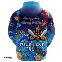 Custom Personalised Gold Coast Titans Zip Hoodie Gladiator NAIDOC Heal Country! Heal Our Nation, Custom Text And Number