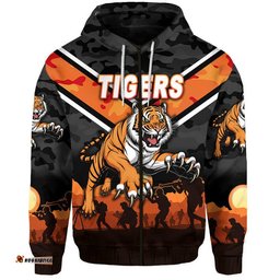 custom personalised wests tigers anzac zip up and pullover hoodie simple style