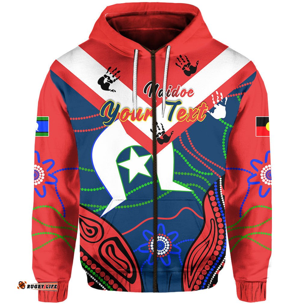 Custom Personalised Roosters NAIDOC Week Zip Hoodie Sydney