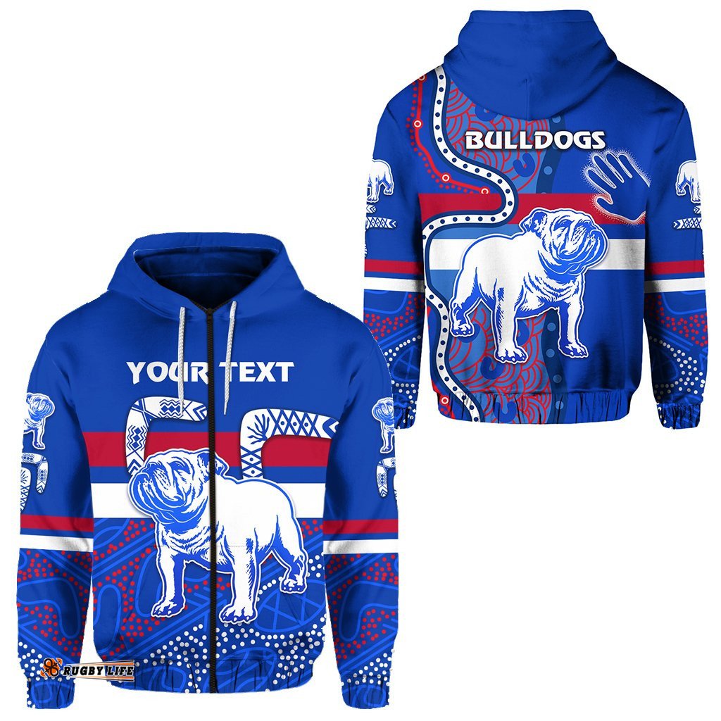 Custom Personalised Western Zip Hoodie Bulldogs Indigenous Simple Style