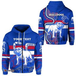 Custom Personalised Western Zip Hoodie Bulldogs Indigenous Simple Style