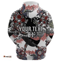 Custom Personalised St. George Illawarra Dragons Zip Hoodie Indigenous White, Custom Text And Number