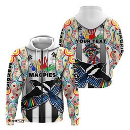 Custom Personalised Magpies NAIDOC Week Zip Hoodie Collingwood Modern Style