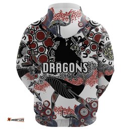 Custom Personalised St. George Illawarra Dragons Zip Hoodie Indigenous White