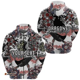 Custom Personalised St. George Illawarra Dragons Zip Hoodie Indigenous White