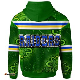 raiders rugby hoodie custom raiders holding ball in hand with dot art aboriginal background hoodie rlt12