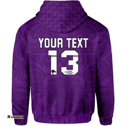 Custom Personalised Maori Hoodie Purple Aotearoa Tattoo Custom Text and Number