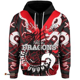 Custom Personalised NAIDOC St. George Illawarra Dragons Zip Hoodie NAIDOC Patterns Black Style